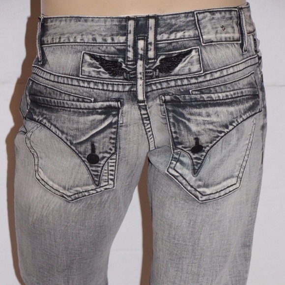 New Men ROBIN'S JEAN Straight Leg Jeans -Long Flap - Picture 1 of 8